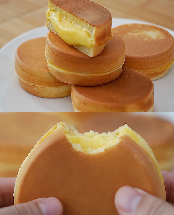 Fluffy Pancakes with Homemade Custard Filling