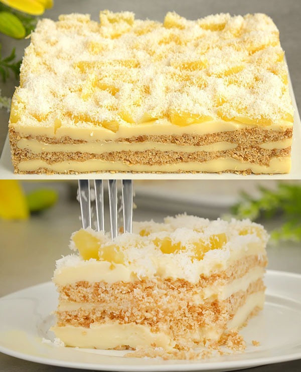 Lemon and Pineapple Puff Pastry Cake